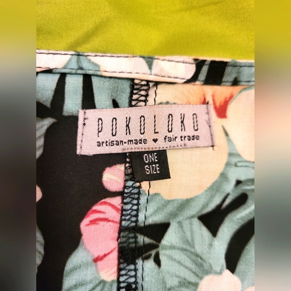 Pokoloko floral rayon/chiffon Ruana wrap 3/4 sleeves high-low one size - Picture 3 of 8